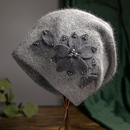 洋气 时尚 中老年冬季 女士针织毛线帽秋冬妈妈兔绒保暖堆堆帽子女款