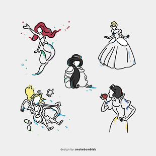 smokebomblab儿童达菲熊奇奇蒂蒂白雪公主小美人鱼美女野兽纹身贴