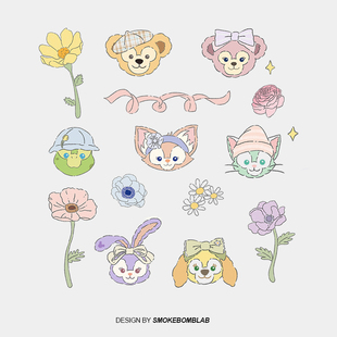 smokebomblab儿童安全 星黛露和她的朋友们 玲娜女明星组合纹身贴