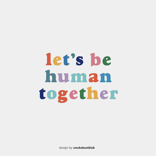 smokebomblab创意纹身贴纸 let's be human together彩色英文字