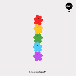 smokebomblab 创意纹身贴纸 彩色泫雅风 几何彩虹小熊 苏新皓同款