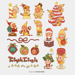 smokebomblab童趣圣诞节xmas星星twinkle人圣诞树儿童氛围纹身贴