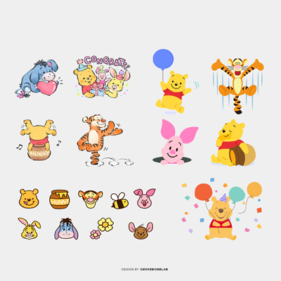smokebomblab可爱小熊winne维尼蜂蜜罐跳跳虎俏皮儿童纹身贴纸