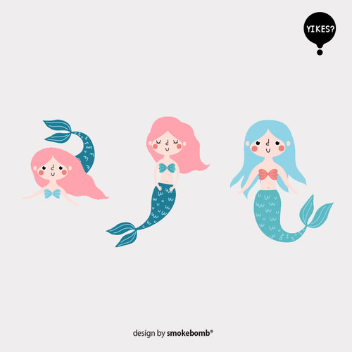 smokebomblab kids 儿童女孩美人鱼组合 公主系列 纹身贴纸