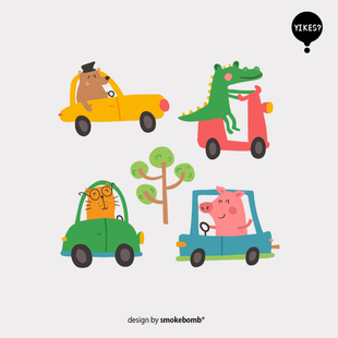 smokebomblab kids 男孩派对汽车卡车交通工具防水纹身贴纸 多款