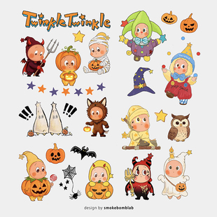 smokebomblab童趣万圣节星星twinkle人halloween小怪兽南瓜纹身贴
