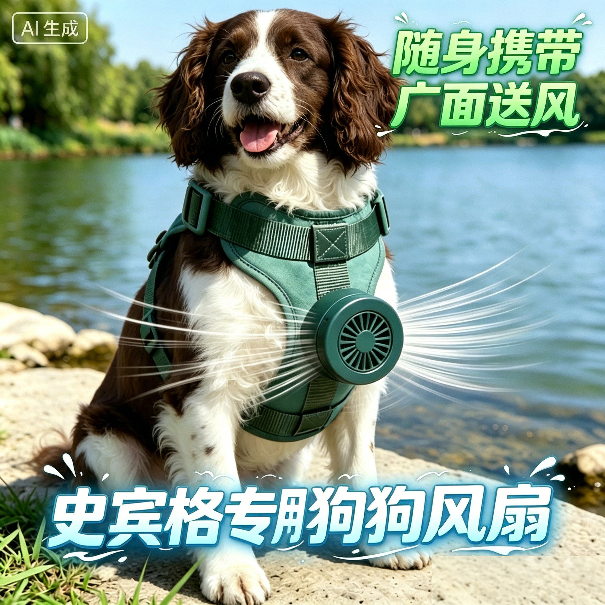 史宾格专用狗狗风扇宠物电风扇狗用夏天降温神器夏季空调扇小空调