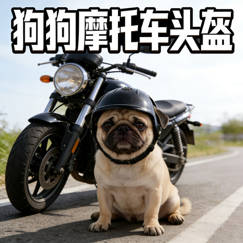 巴哥专用狗狗摩托车头盔小型犬骑行小狗帽子露耳朵眼镜宠物墨镜