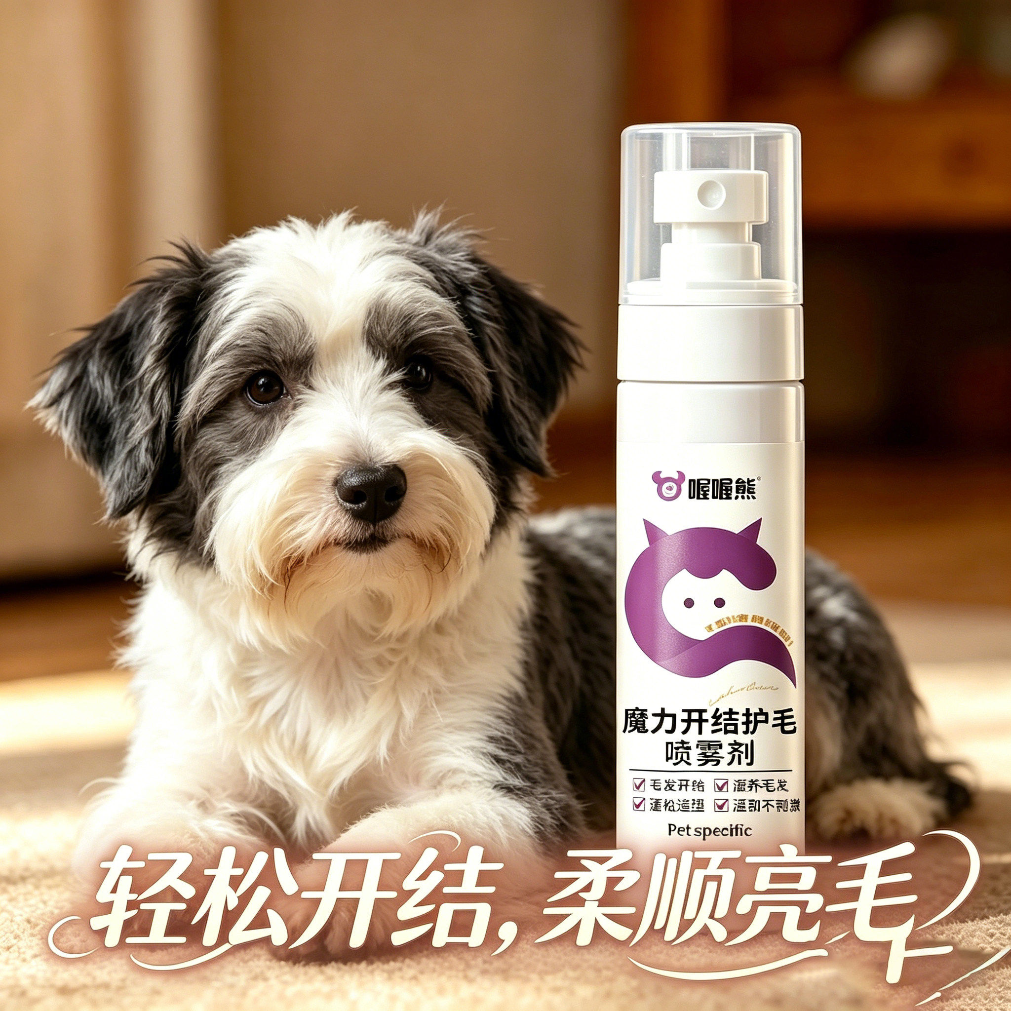 古牧专用宠物狗狗开结喷雾小狗毛发打结顺毛剂护毛神器防静电蓬松