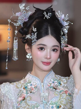 2025新款中式新娘头饰秀禾服龙凤褂汉服发饰古装结婚婚礼古风饰品