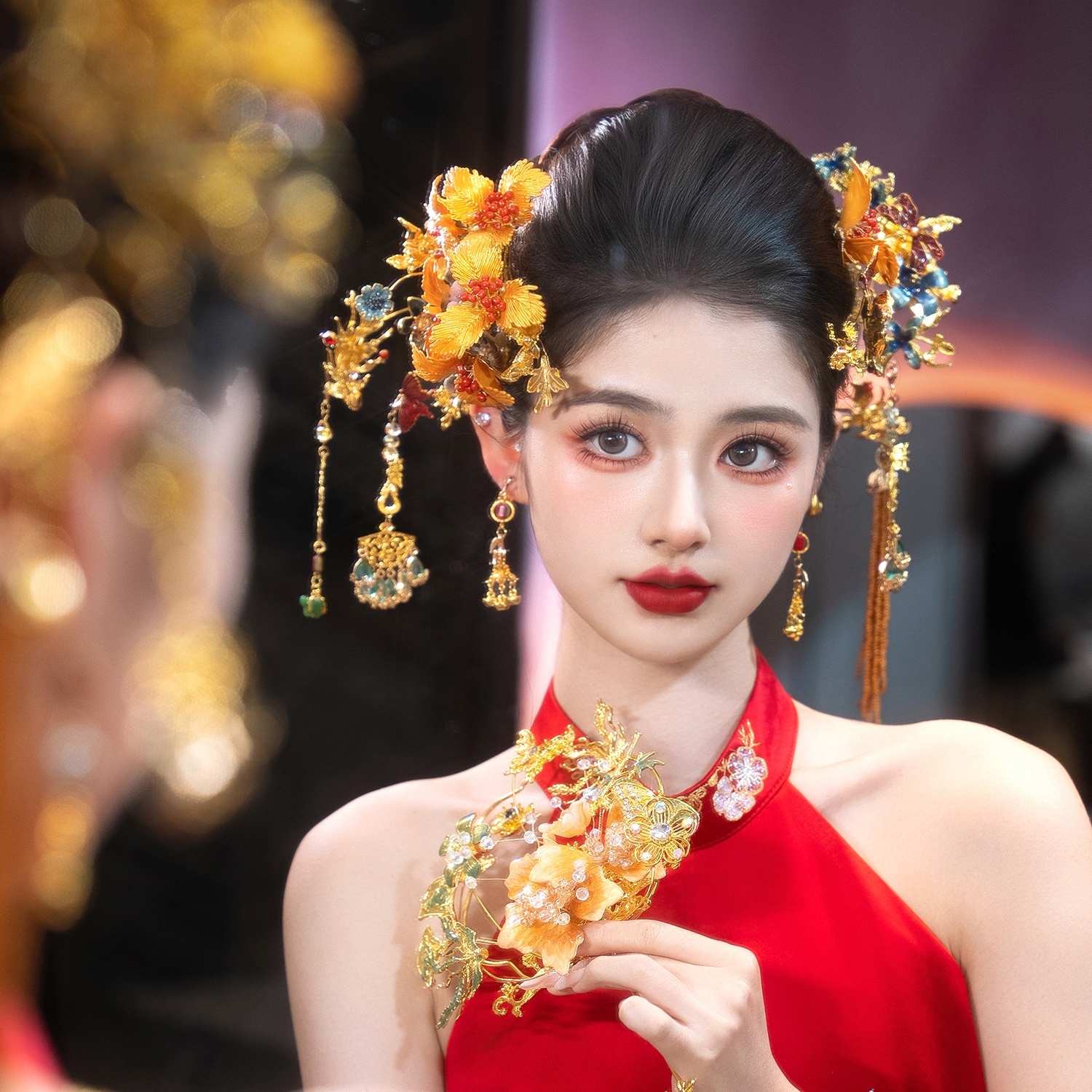2025新款中式新娘头饰秀禾服龙凤褂汉服古风发饰古装婚礼结婚饰品