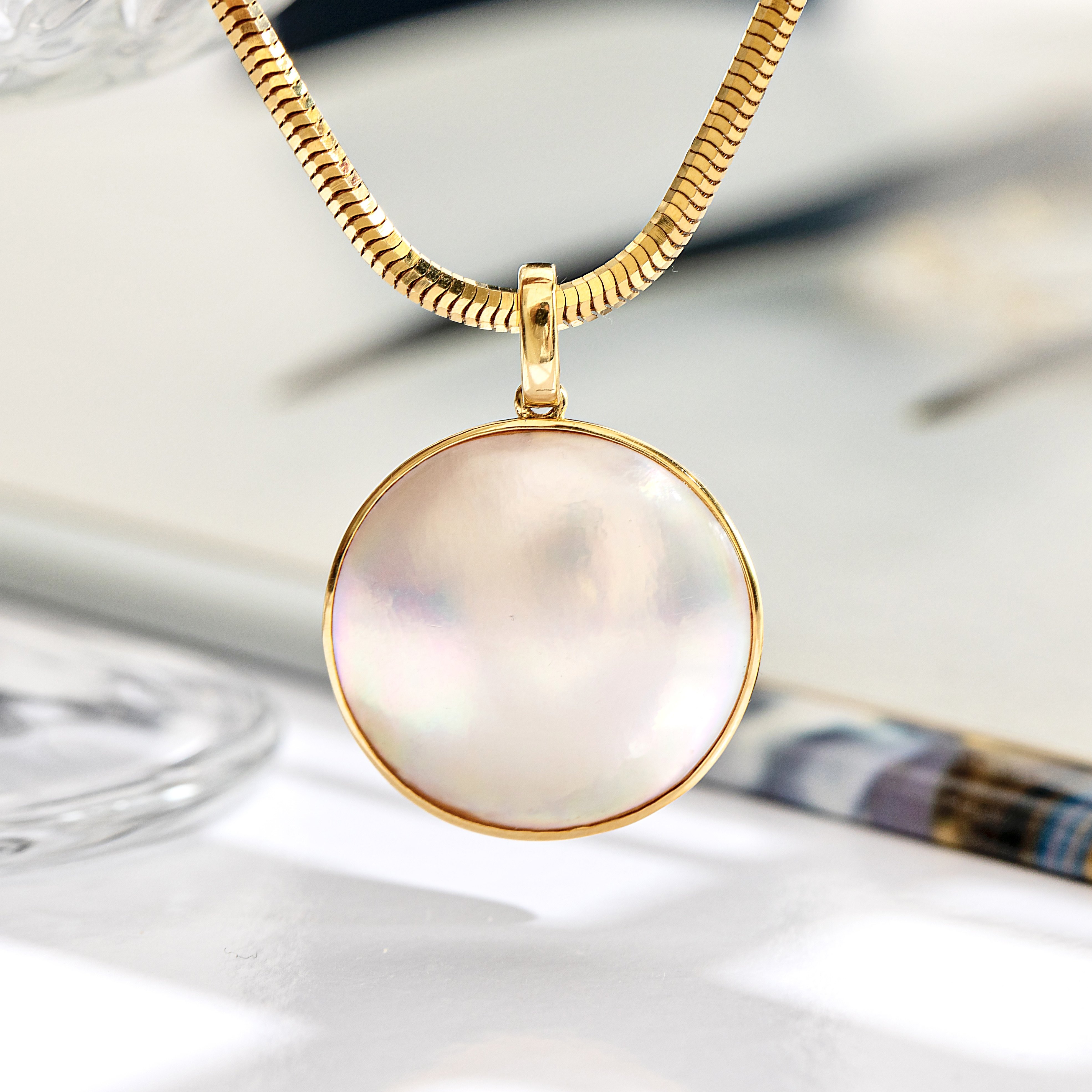 马贝珍珠吊坠 22-23mm白 18K金（不带链）