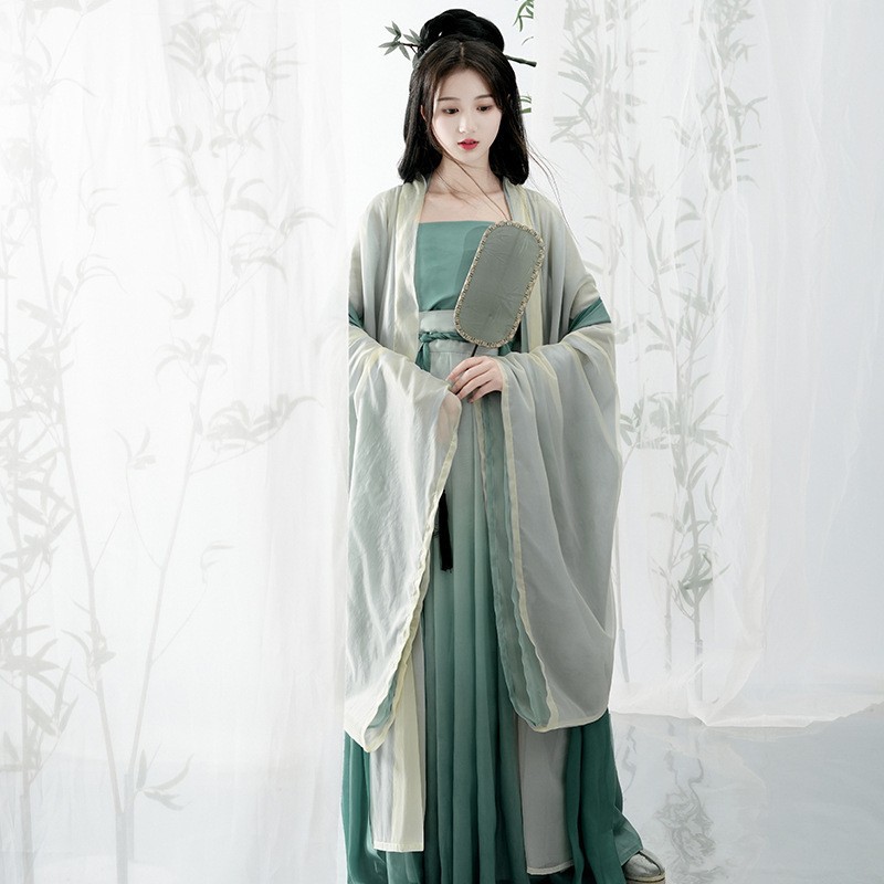 汉服女宋制大袖长衫百褶裙吊带仙