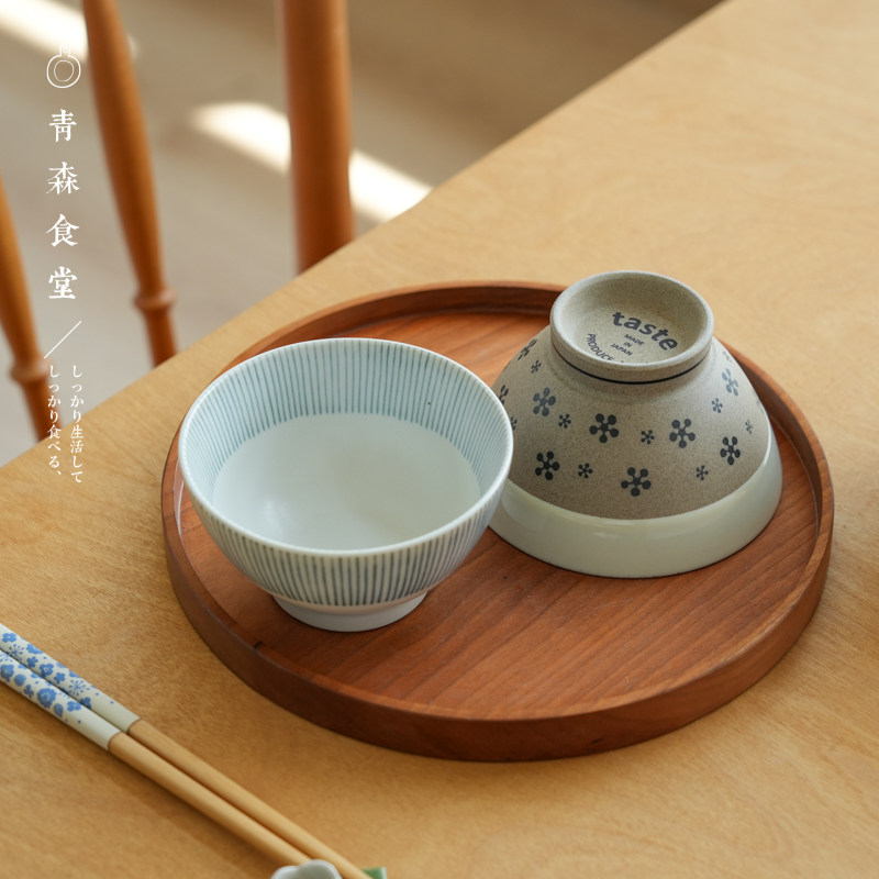 日本美浓烧粗陶冰裂纹早餐饭碗