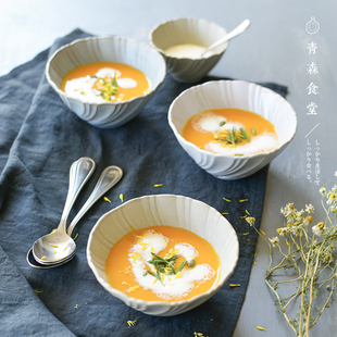 〈青森食堂〉日本制Studio m'庭院花朵做旧酸奶甜品小菜花边饭碗