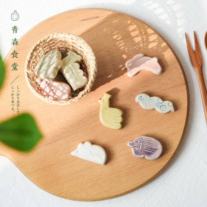 〈青森食堂〉日本信乐烧十二生肖可爱动物粗陶饼干筷架筷子托箸置