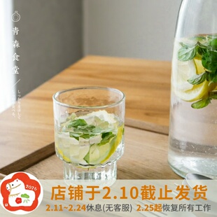 〈青森食堂〉日本入horn please条纹复古再生玻璃冰淇淋果汁杯碗