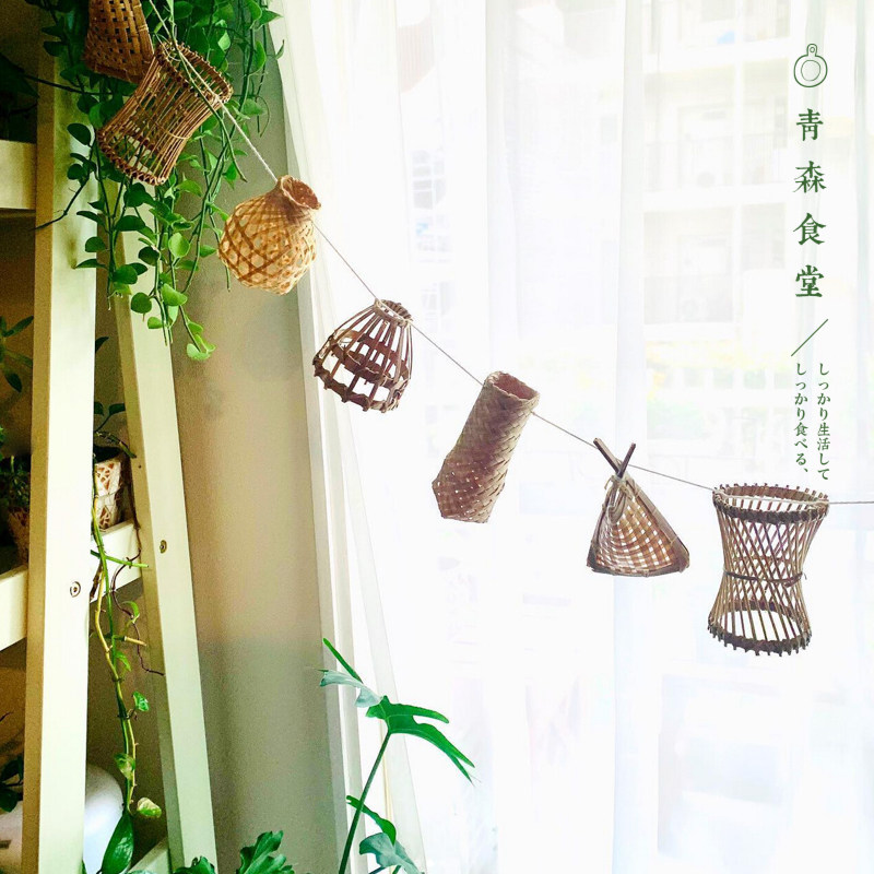 迷你小篮子竹笼温暖可爱室内装饰