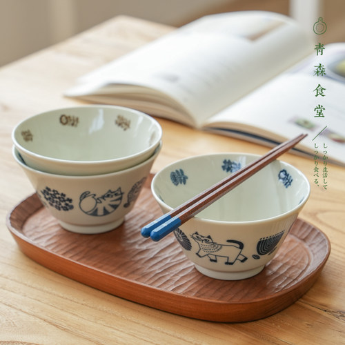 〈青森食堂〉日本制Decole花朵猫咪轻量陶瓷斗笠饭碗汤面大碗丼碗