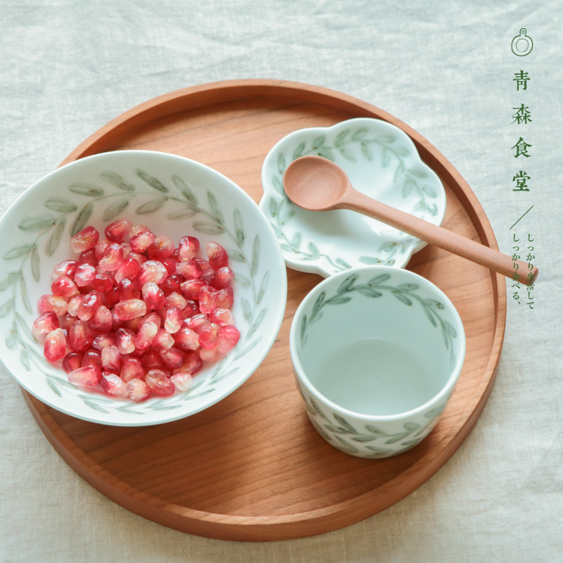 〈青森食堂〉日本制伊万里徳七窑月桂叶陶瓷猪口浅钵豆皿椭圆长盘