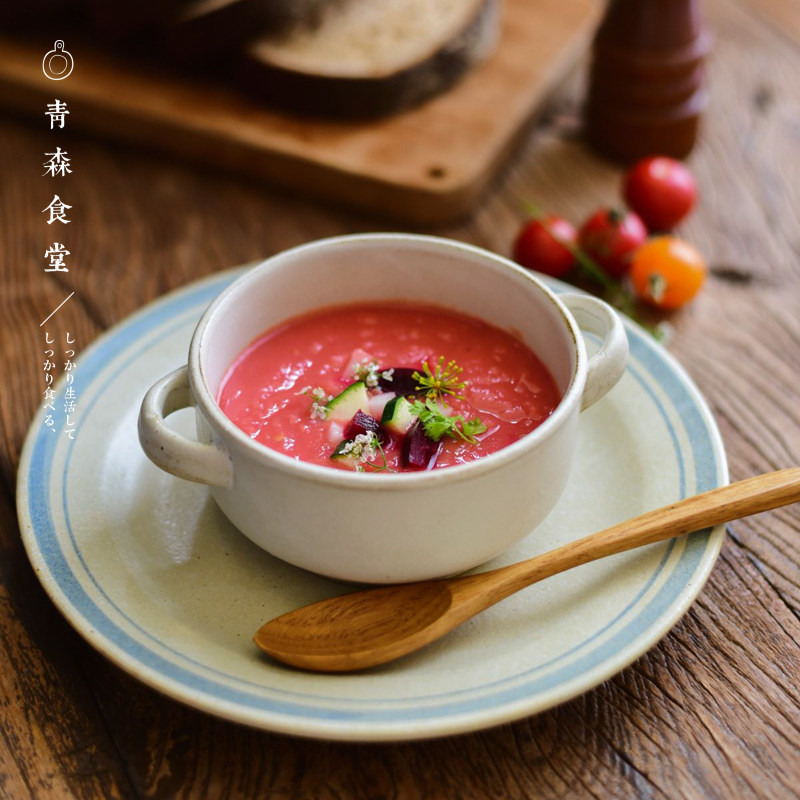 studiom'粗陶马克杯双耳小饭碗图片
