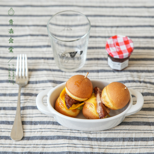 〈青森食堂〉日本制studio m'复古橄榄绿椭圆双耳陶瓷烤盘焗饭碗