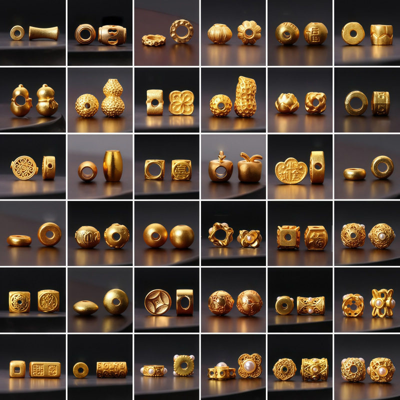 高保色沙金配件隔珠古法金桶珠配饰手工diy手链项链编绳配珠材料