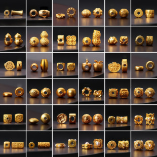 高保色沙金配件隔珠古法金桶珠配饰手工diy手链项链编绳配珠材料