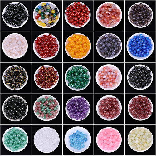 水晶天河石朱砂散珠diy串珠配件