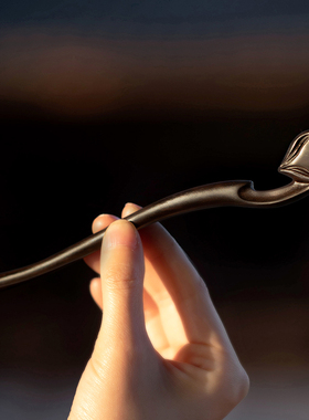 狐媚黑檀木发簪古风女头饰高级感发zhan簪日常通勤高端狐狸簪子詹