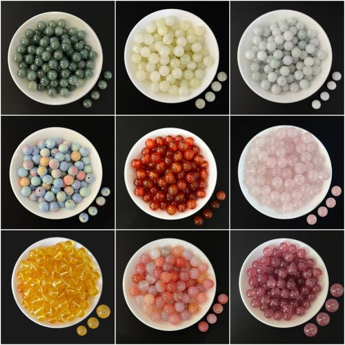 天然玛瑙水晶玉石散珠子串珠DIY