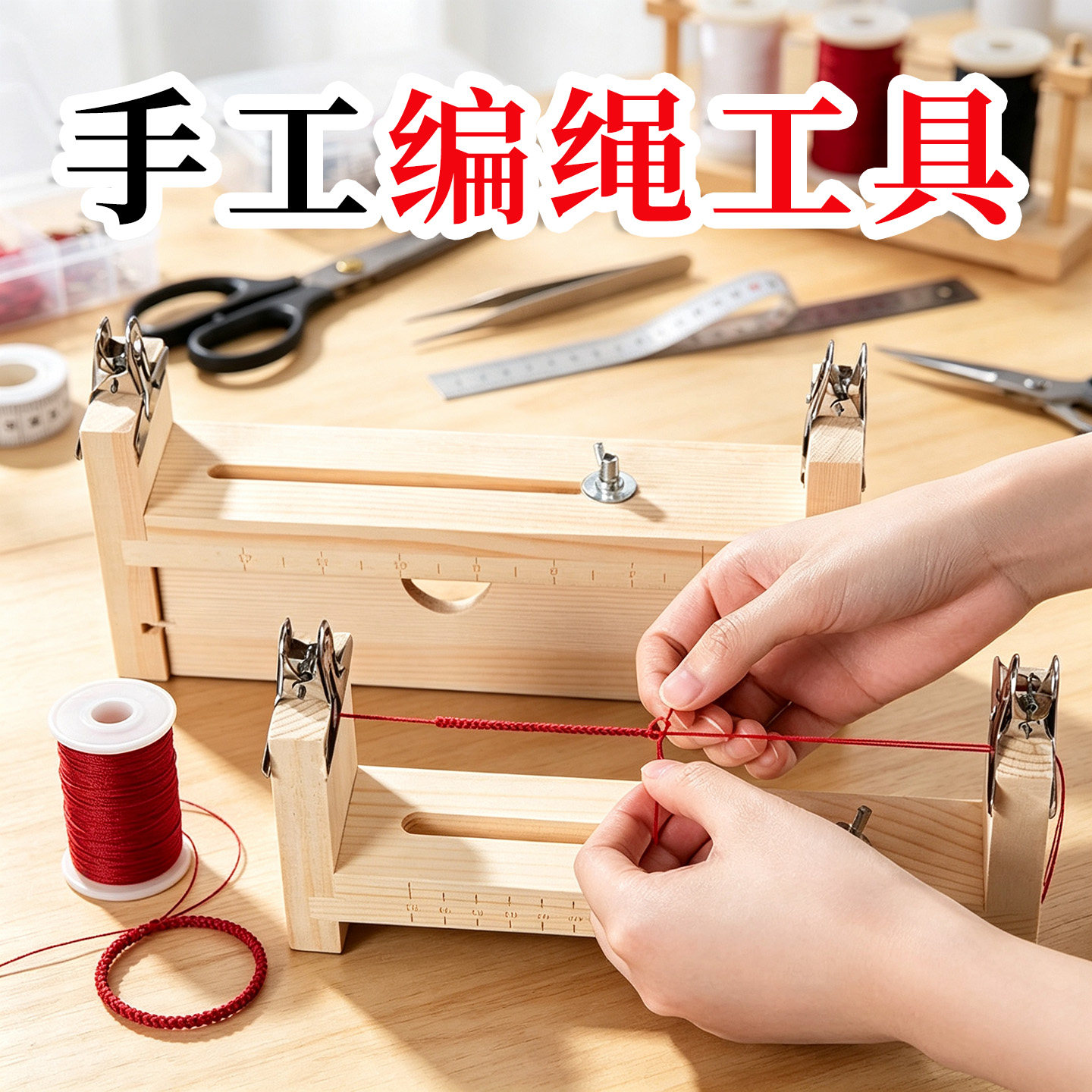 编绳工具固定器手工diy材料红绳编织架手链手绳玉线实木编线神器