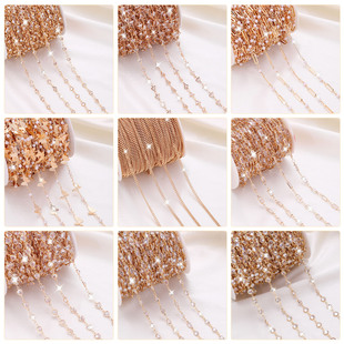 包14K金链条配饰高保色镶钻链子蝴蝶链钻石链长链配饰项链diy配件