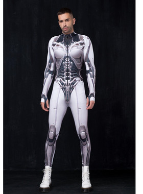 跨境热卖款机器人3D印花连体紧身衣万圣节舞台表演服弹力Zentai