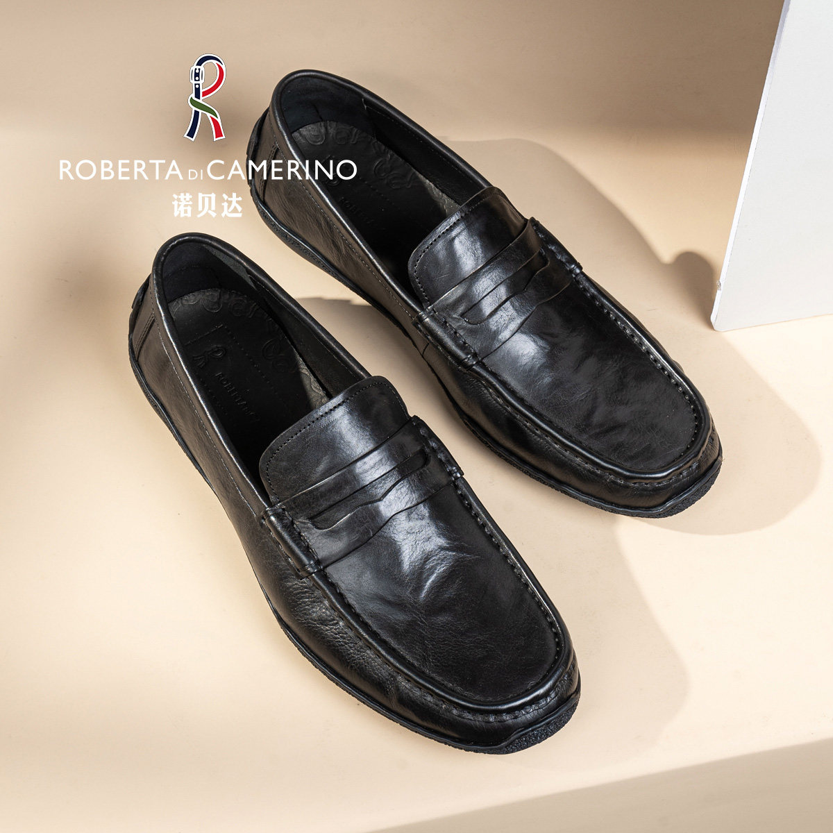 意大利诺贝达男鞋男士商务休闲皮鞋真皮套脚乐福鞋软面开车豆豆鞋