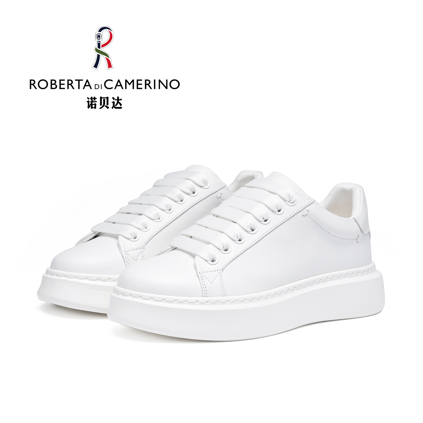 意大利诺贝达男鞋男士休闲皮鞋真皮厚底小白鞋男款百搭青年板鞋子