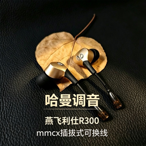 哈曼调音DIY燕飞利仕R300入耳式耳机mmcx插拔式可换线动圈TYPEC