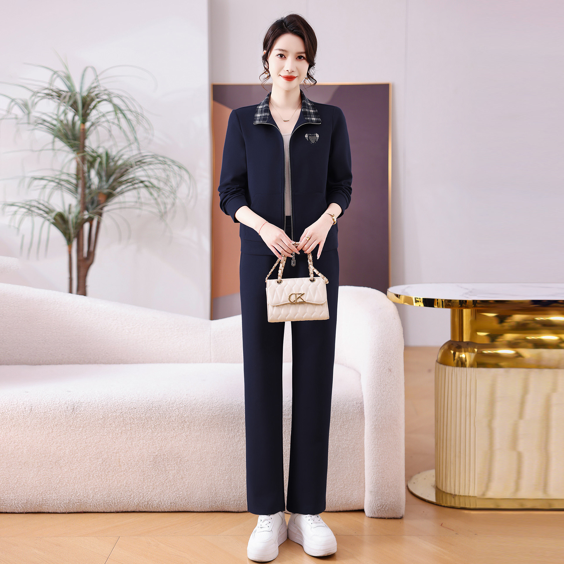 Kylinkiss美国高端品牌女装春季时尚妈妈减龄两件套休闲气质外套