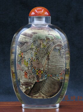 北京鼻烟壶 翠琦轩内画 内画鼻烟壶 亮边内画壶 清明上河图
