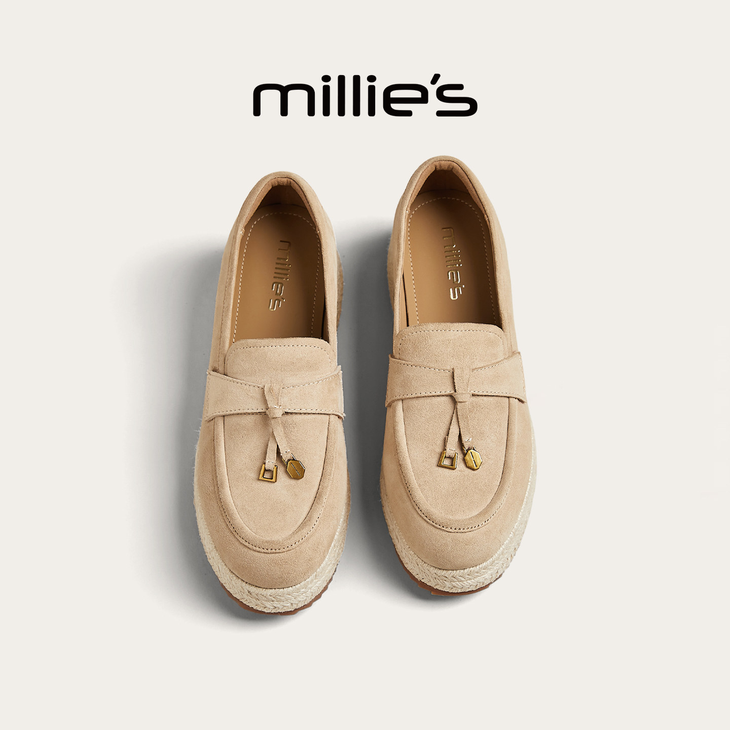 MILLIE'S/妙丽厚底乐福鞋女2026春季新款休闲增高单鞋时尚渔夫鞋,女鞋,乐福鞋（豆豆鞋）,淘宝优惠券,粉丝福利购,淘宝优惠卷