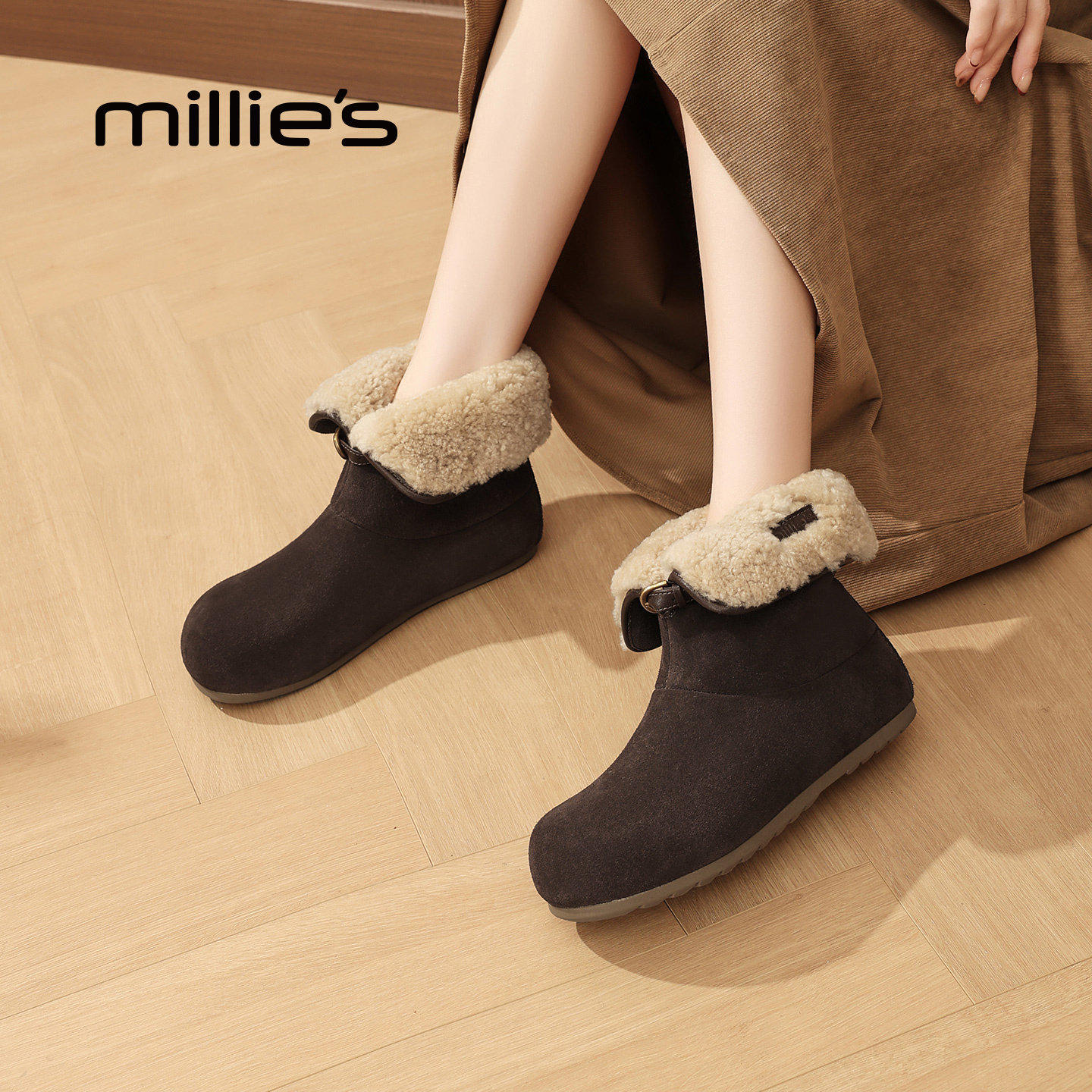 妙丽官方旗舰内增高毛毛靴