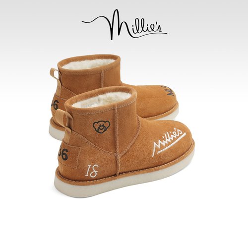 MILLIE'S/妙丽加棉雪地靴女冬季新款加绒保暖短靴百搭毛绒靴