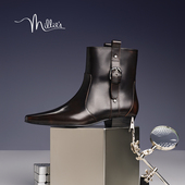 MILLIE 复古铆钉方扣真皮短靴 2026巨好看靴子秋冬美式 妙丽女鞋