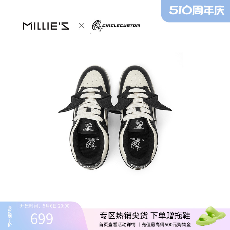 millies x CITM ins风黑白复古小众设计师款板鞋男女同款CC翅膀鞋