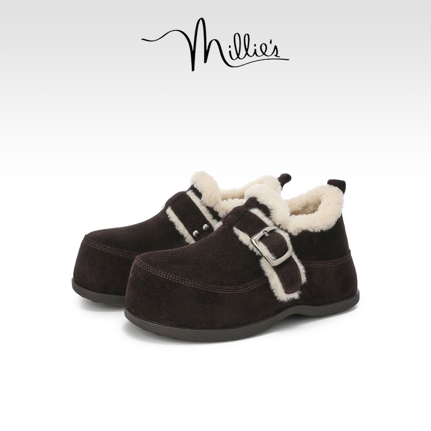 MILLIE'S/妙丽冬季款内增高加绒勃肯鞋女毛毛鞋平底保暖百搭棉鞋,女鞋,棉鞋,淘宝优惠券,粉丝福利购,淘宝优惠卷