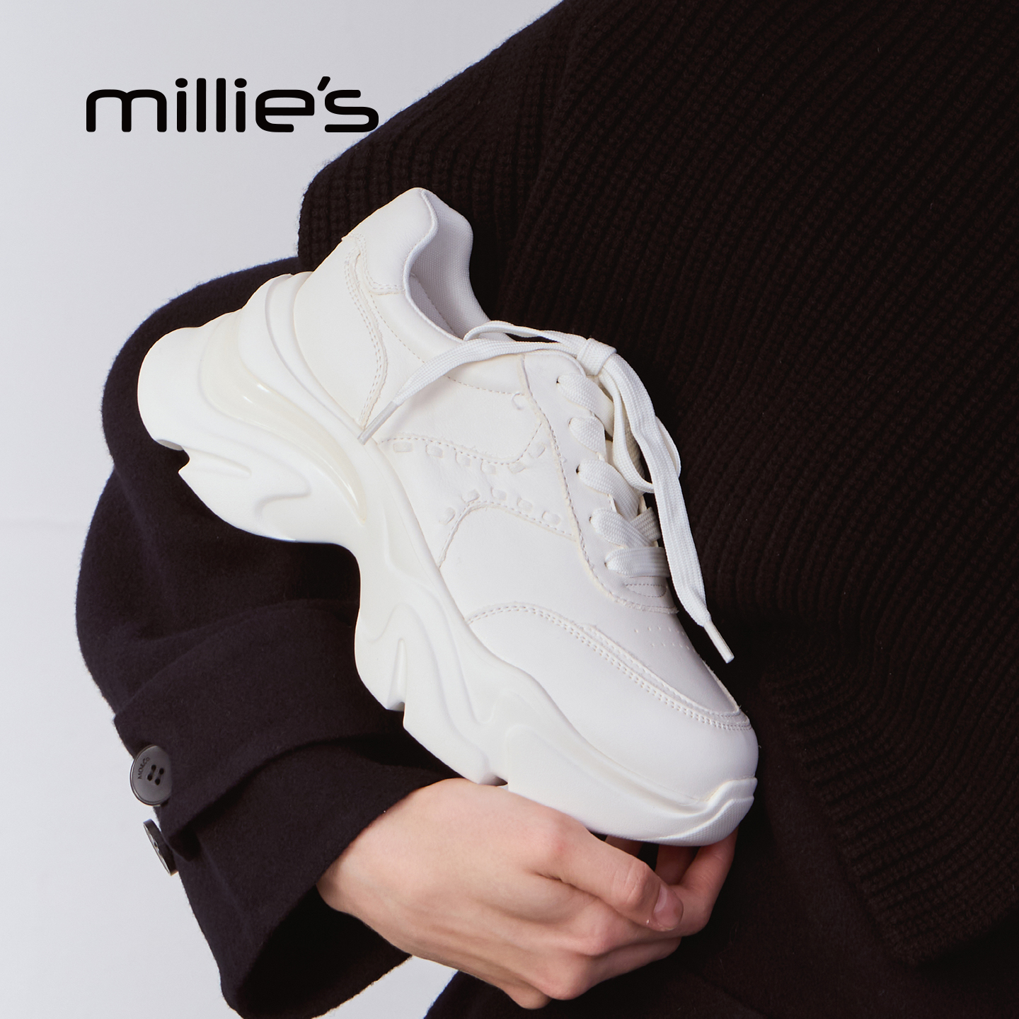 MILLIE'S/妙丽秋季新款老爹鞋小白鞋运动鞋休闲鞋女厚底增高女鞋