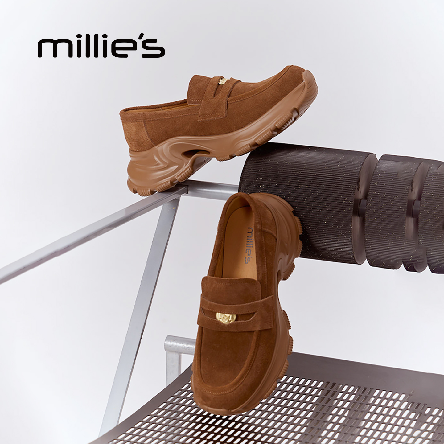 millies妙丽真皮厚底加绒乐福鞋法式加绒一脚蹬赫本风小皮鞋单鞋