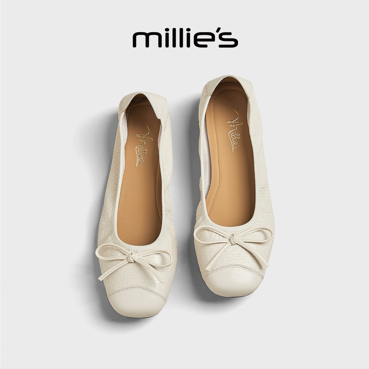 MILLIE'S/妙丽芭蕾风圆头蝴蝶结浅口单鞋女一脚蹬百搭舒适平底鞋,女鞋,浅口单鞋,淘宝优惠券,粉丝福利购,淘宝优惠卷