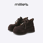 女款 MILLIE 松糕底系带棉鞋 秋冬增高厚底休闲鞋 妙丽复古勃肯鞋