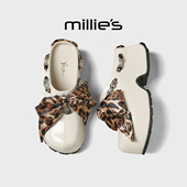 MILLIE 厚底增高一脚蹬轻奢包头拖鞋 妙丽豹纹高级感包头拖女款